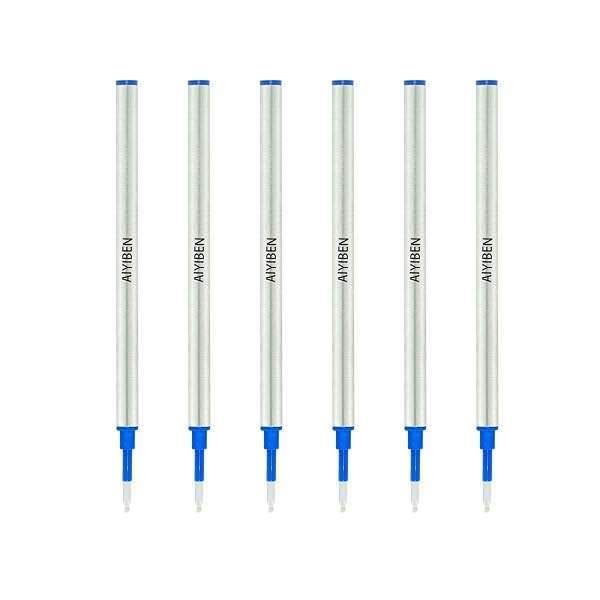 "4.37" Rollerball Pen Refills - Fine Point 0.5mm Blue Ink, 6 Pack Medium Point Replacements"