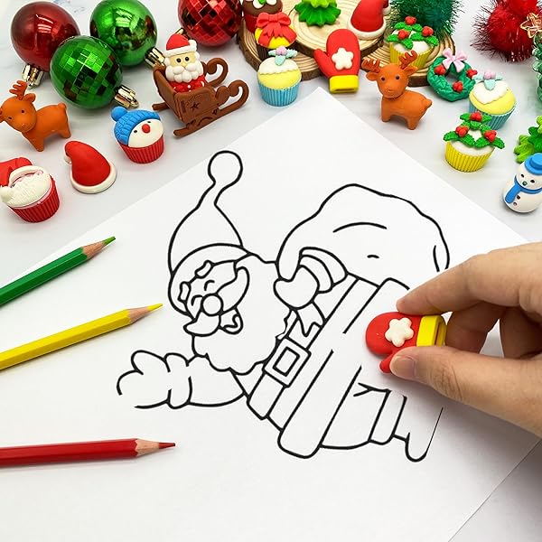 48pc Christmas Erasers for Kids Bulk Holiday Party Favors Classroom Rewards Fun Puzzle Desk Pets - Image 4