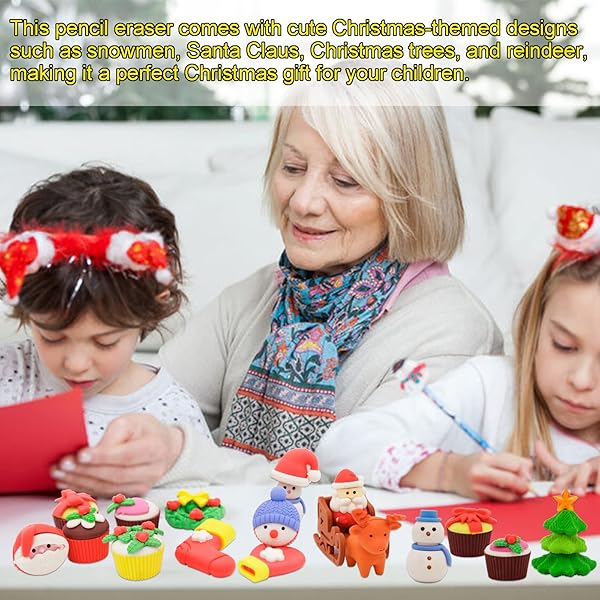48pc Christmas Erasers for Kids Bulk Holiday Party Favors Classroom Rewards Fun Puzzle Desk Pets - Image 10