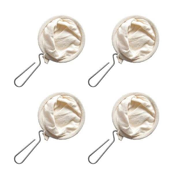 4Pcs Reusable Flannel Coffee Filters with Steel Handle - Perfect for Home & Office Brewing - Image 2