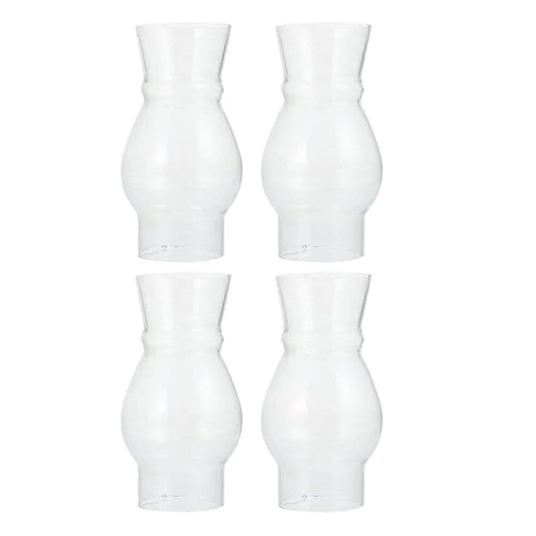 KALLORY 4pcs Vintage Glass Oil Lampshade Retro Windproof Cover for Kerosene Lamps Decorative Indoor Light Accessory