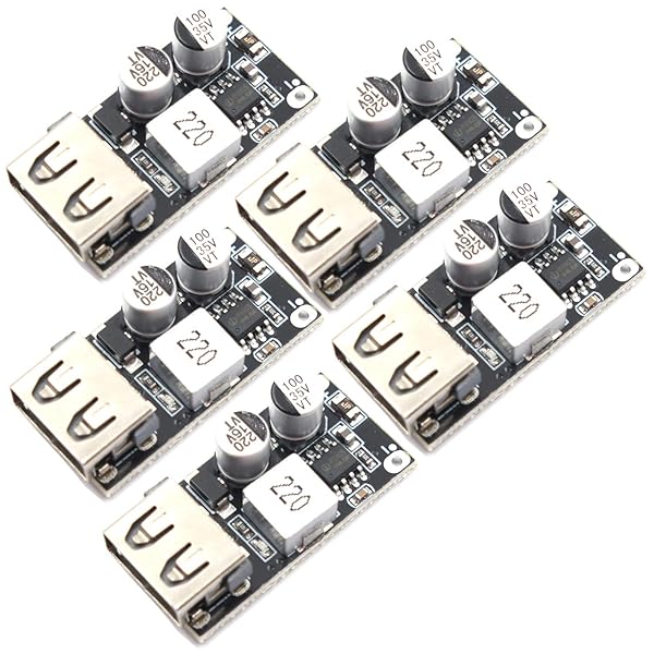 JacobsParts 24W USB QC 3.0 Fast Charge Step-Down Buck Power Module 5 Pack for DC 12V 24V Input