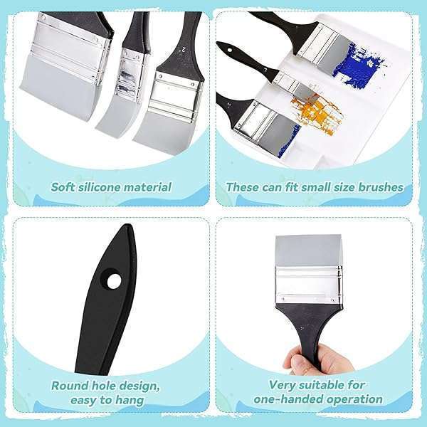 5-Piece Silicone Paint Brush Set: Flexible Tools for Acrylic & Water-Based Painting (1-3 Inch Sizes) - Image 5