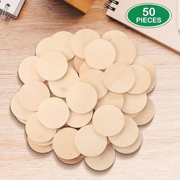 50 PCS 2 Inch Natural Wood Slices Unfinished Round Discs for DIY Arts and Crafts Projects Thick Wooden Tags - Image 4