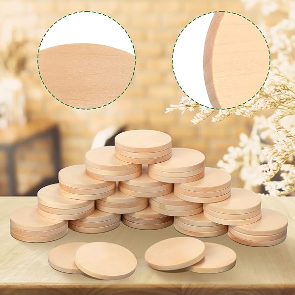 50 PCS 2 Inch Natural Wood Slices Unfinished Round Discs for DIY Arts and Crafts Projects Thick Wooden Tags - Image 6