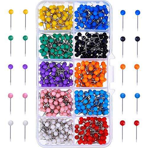 500 Multi-Color Push Pins for Bulletin Boards - Round Head Tacks in 10 Assorted Colors, Perfect for Fabric Marking - Image 3