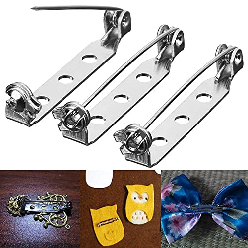 50Pcs Silver Bar Pins Brooch Lock Safety Clasps for DIY Crafts - 32mm Brooch Pin Backs - Image 3