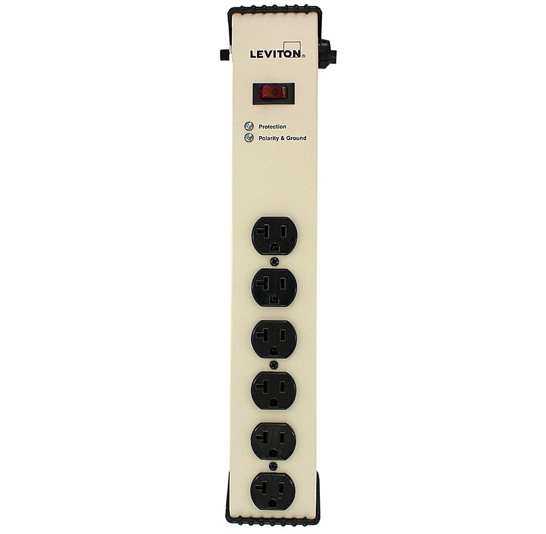 Leviton Leviton 5100-IS2 Surge Protected 6-Outlet Power Strip - 120V, 20A, Heavy Duty, 6-Ft Gray with Switch