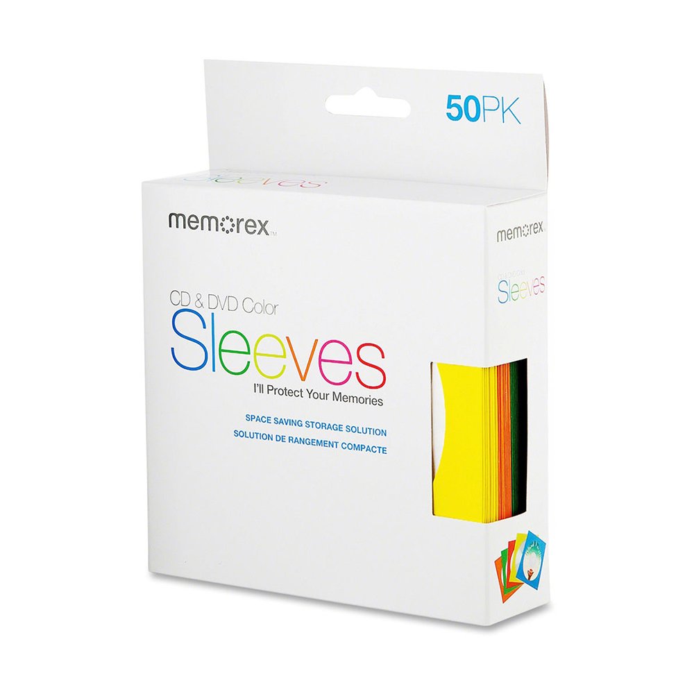 Memorex Memorex 50 Pack CD/DVD Sleeves in Vibrant Colors - Durable & Stylish Storage Solution