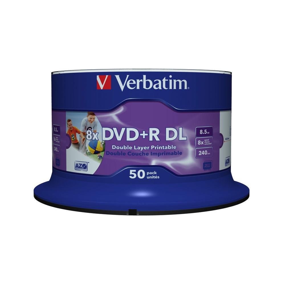 Verbatim Verbatim 43703 50 Pack DVD+R 8X Double Layer Printable - High-Quality Blank Discs for Archiving & Backup