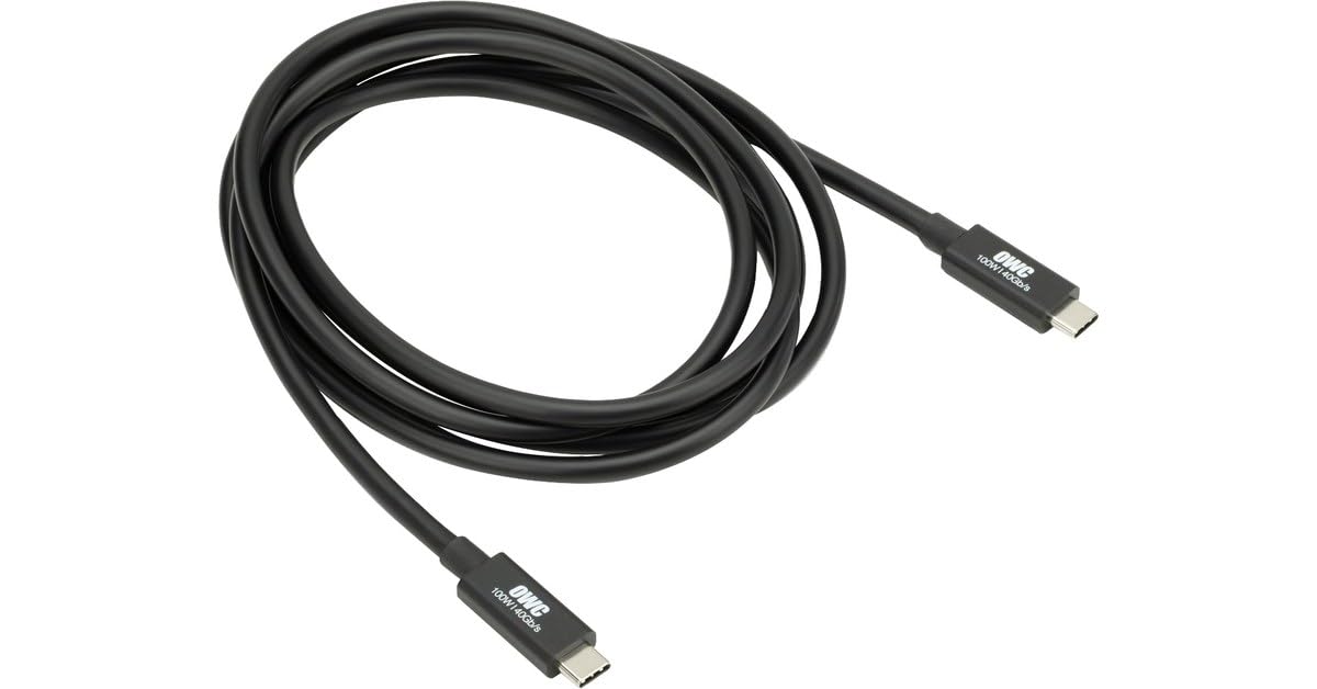 OWC 79-Inch Thunderbolt 4 & USB-C Cable: 40Gbps Data, 100W Power, 8K Video - Fast Charging & High-Speed Performance