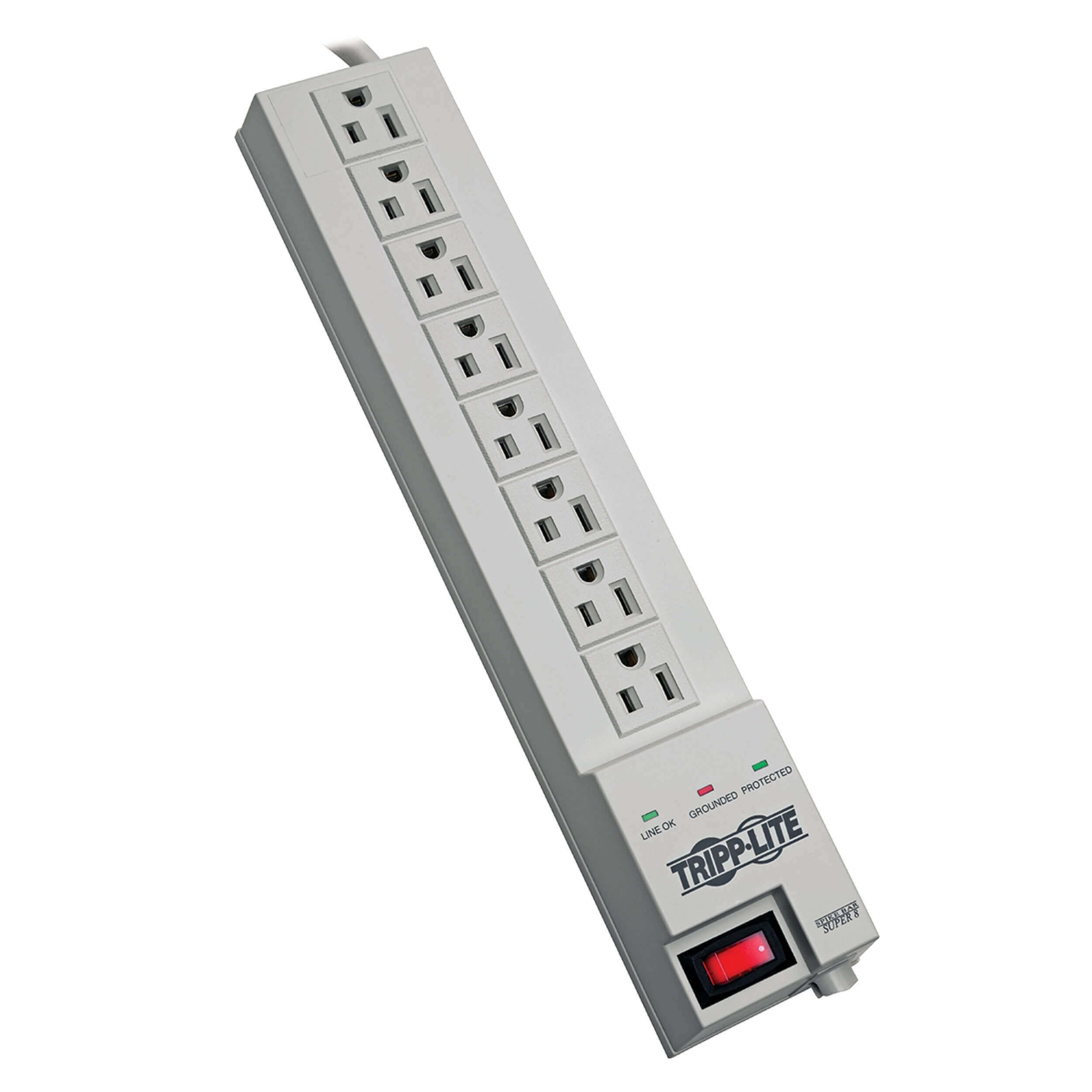 Tripp Lite Tripp Lite 8 Outlet Surge Protector with 8ft Cord & Right Angle Plug - $35,000 Insurance (SK6-6) for Ultimate Device Safety