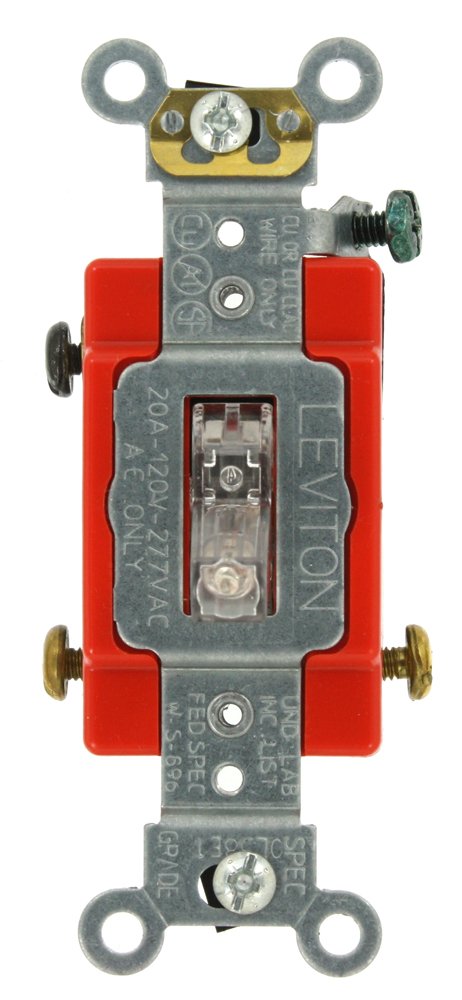 Leviton Leviton 1223-LHC 20A Lighted 3-Way Switch: Heavy Duty, Self-Grounding, Quiet Operation