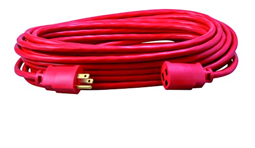 Southwire 2408SW8804 14/3 SJTW 50' Waterproof Outdoor Extension Cord - Durable Red Vinyl