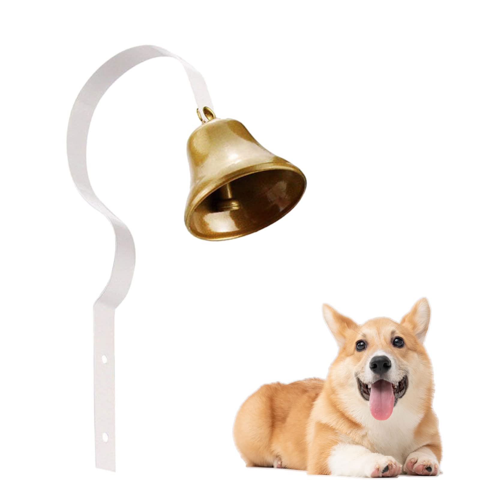 GoldTiger Dog Doorbell Fixed Metal for Potty Training Wall Mounted Manual Assemble White Bell for Dogs to Ring to Go Outside
