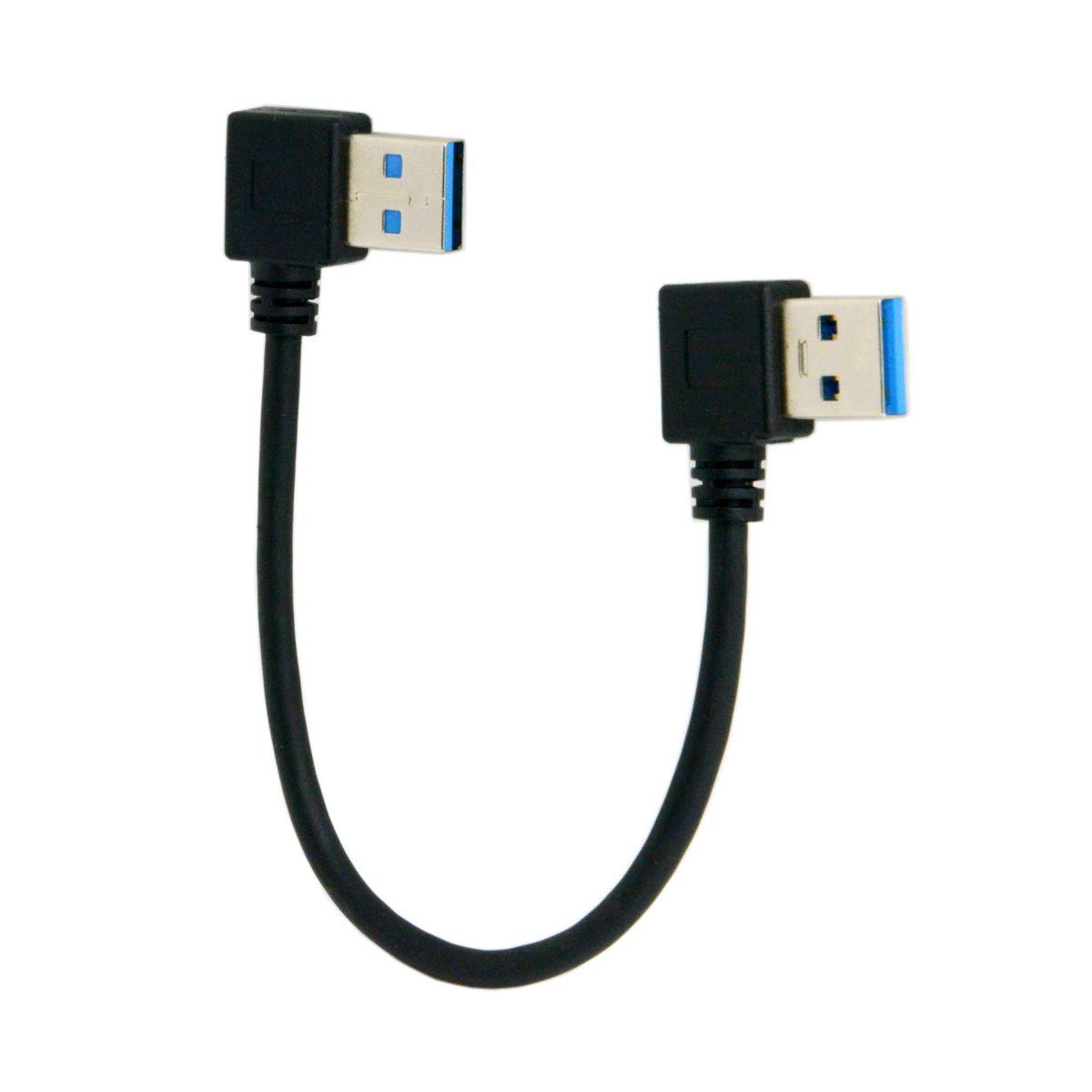 cablecc USB 3.0 Type A Male 90 Degree Left Angled to USB 3.0 A Type Right Angled Extension Cable