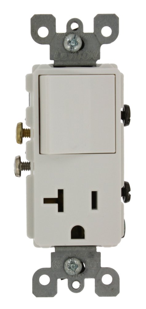 Leviton 5636-W 20 Amp Decora Single-Pole AC Switch - Commercial Grade, Grounding, White