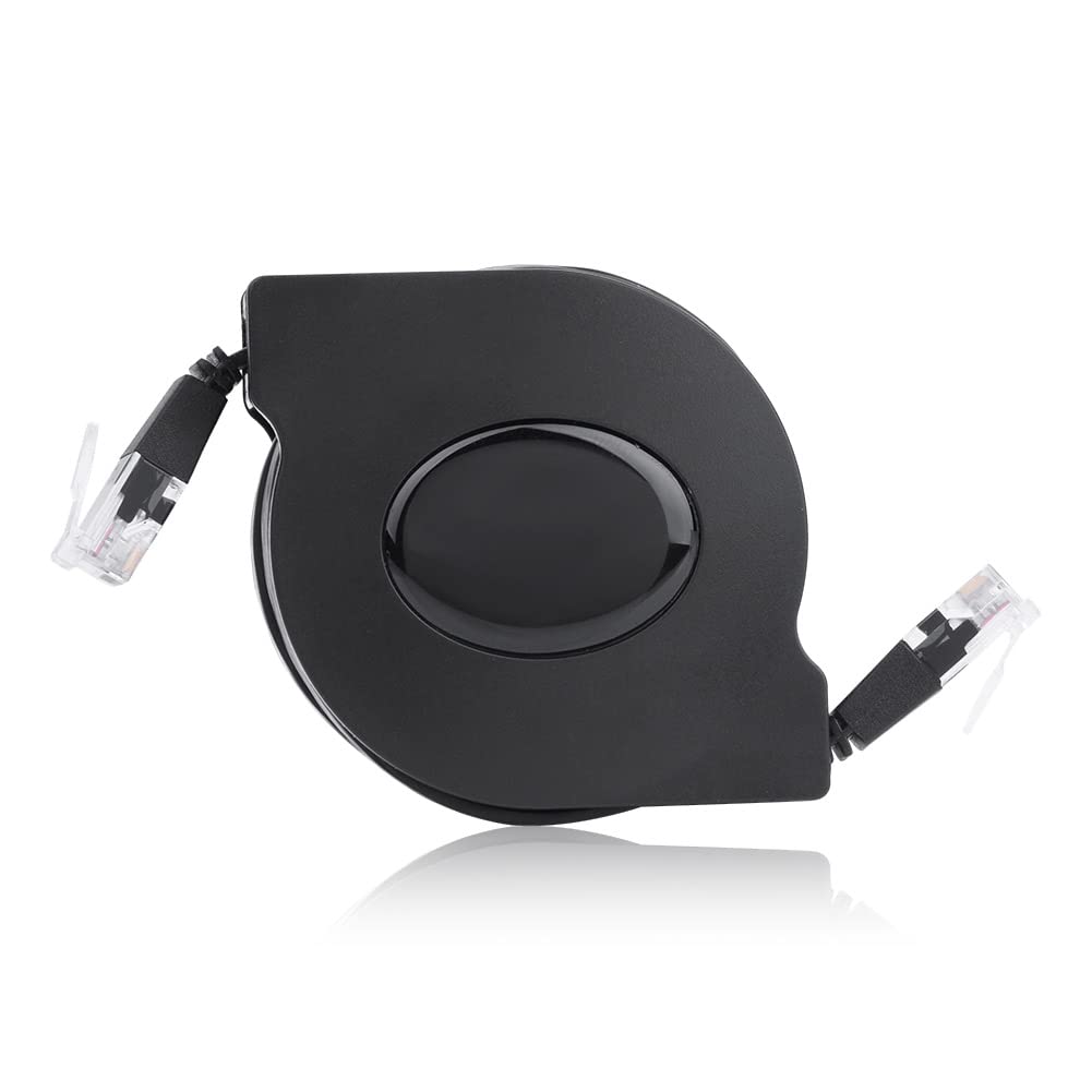 ASHATA Cat6 Ethernet Cable 2m - Retractable Flat LAN Cable for Fast Internet & Routers