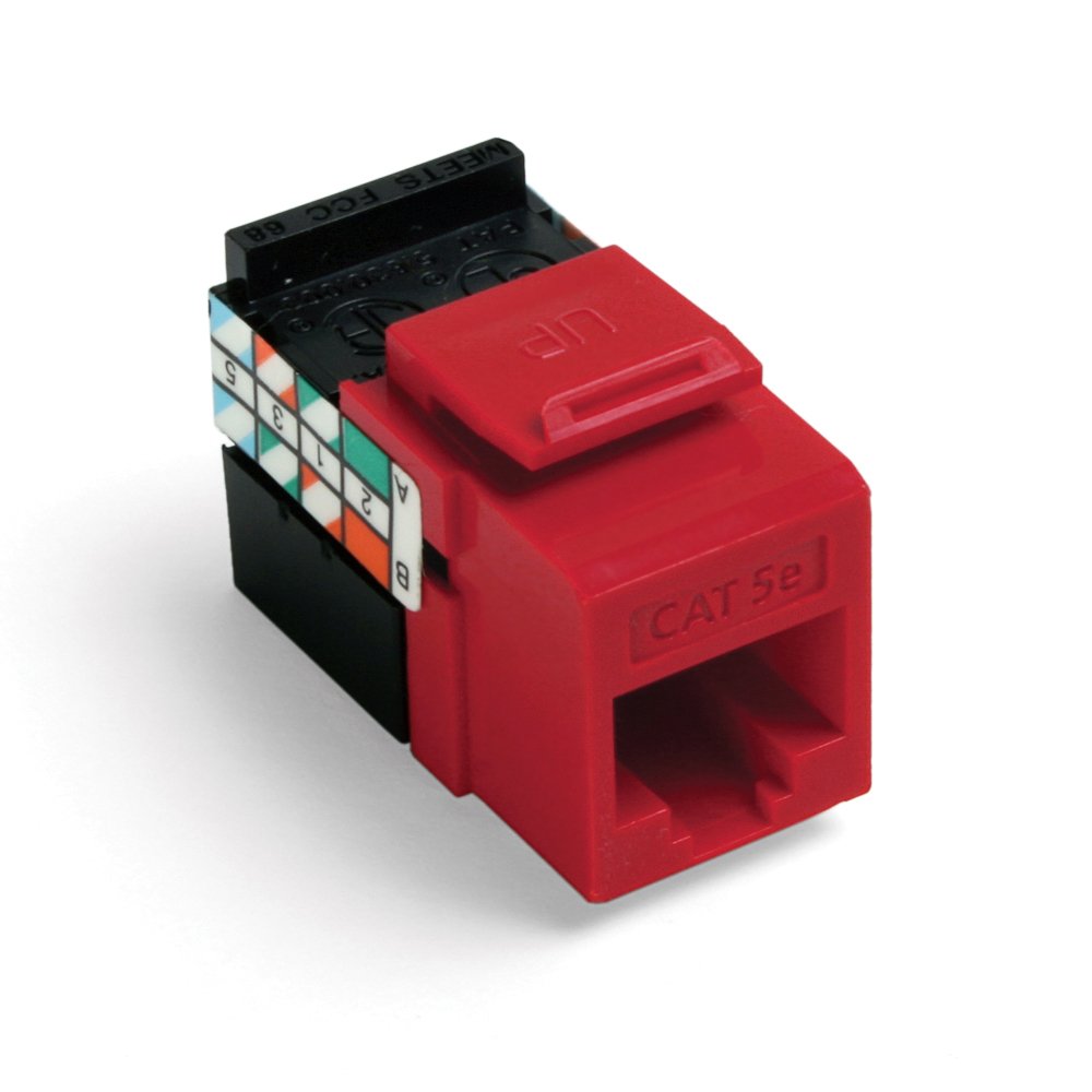 Leviton 5G108-RC5 GIGAMAX CAT 5E UTP Jack in Crimson - High-Performance Networking Solution