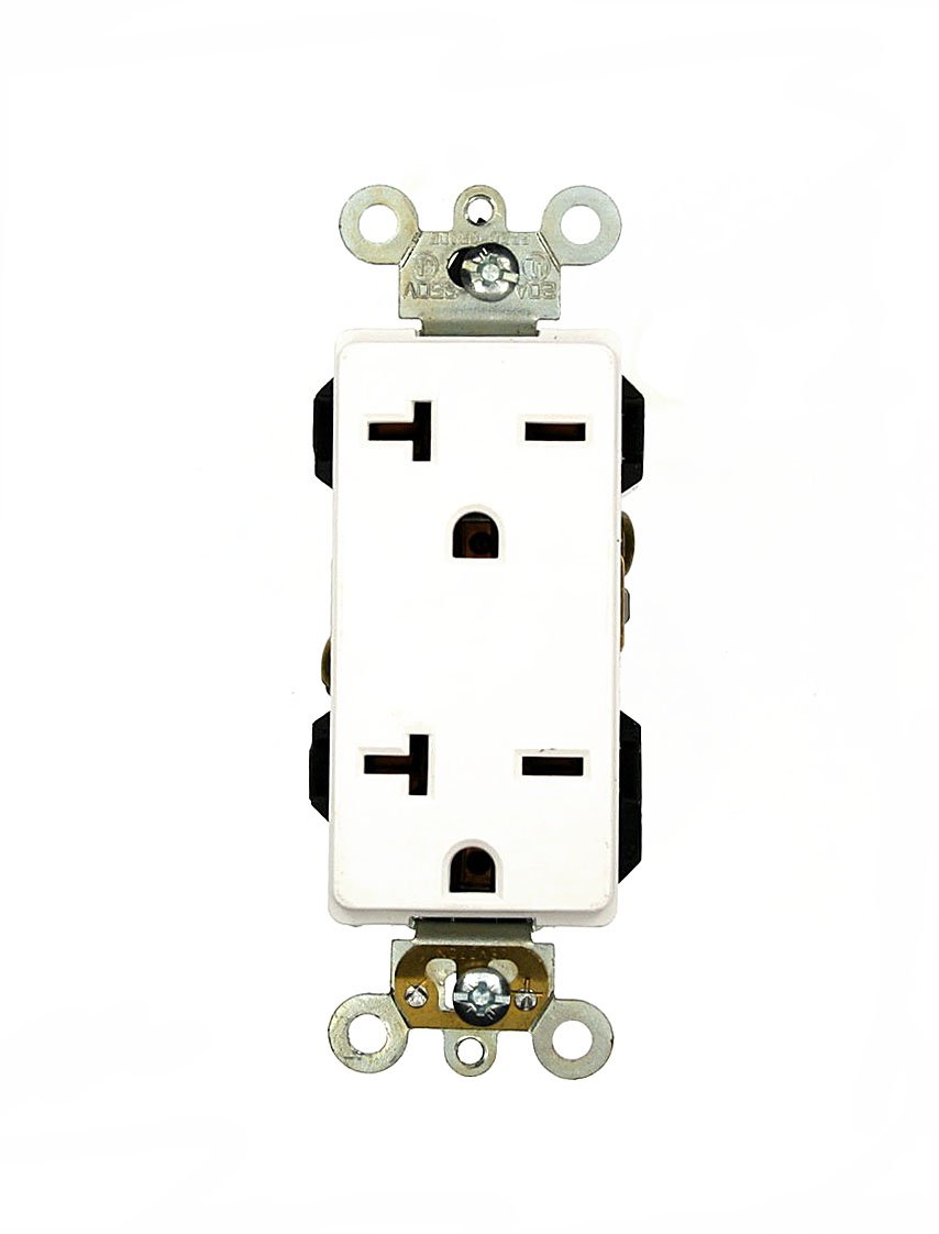 Leviton Leviton 16462-W 20 Amp Decora Plus Duplex Receptacle - Commercial Grade, Self-Grounding, 250 Volt, White