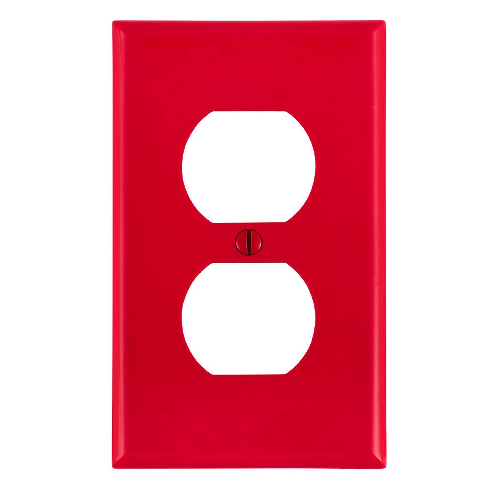 Leviton 80703-R Red 1-Gang Duplex Wallplate - Durable Thermoplastic Nylon, Standard Size, 1 Pack