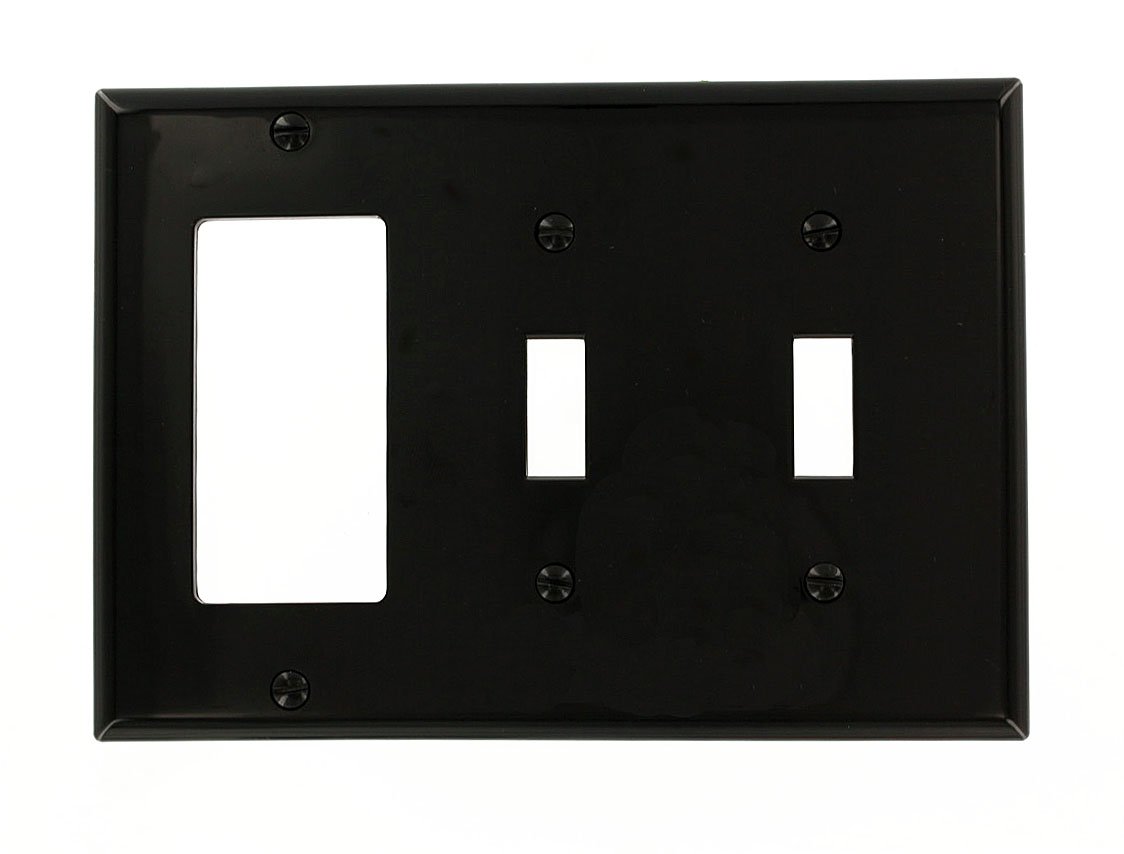 Leviton 80745-E Black 3-Gang Wallplate: 2-Toggle & 1-Decora/GFCI Combo for Standard Size