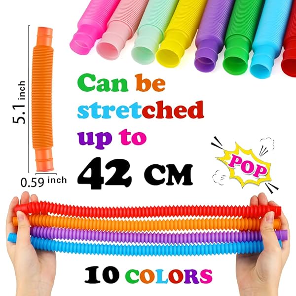 52 Pack Pop Tubes Sensory Toys for Kids Fidget Toys Party Favors Goodie Bag Stuffers Classroom Prizes Gifts for Ages 3 to 12 - Image 5