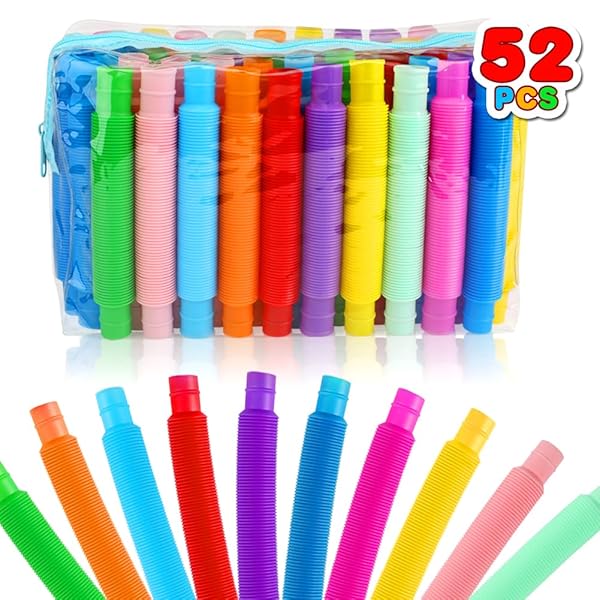 52 Pack Pop Tubes Sensory Toys for Kids Fidget Toys Party Favors Goodie Bag Stuffers Classroom Prizes Gifts for Ages 3 to 12