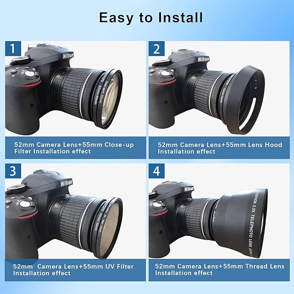 52mm to 55mm Camera Filter Ring Step Up Adapter for 55mm UV ND CPL Filters Metal Construction - Image 7