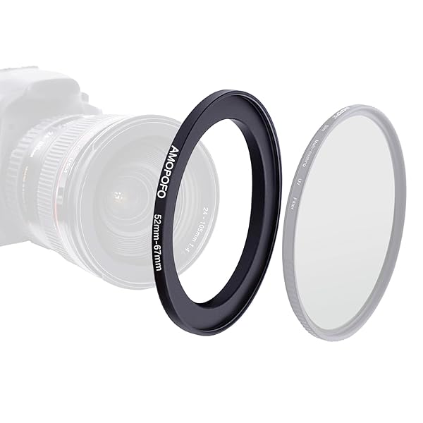 AMOPOFO 52mm to 67mm Camera Filter Ring Adapter for 67mm UV Filter Black Aluminum Quality Accessory