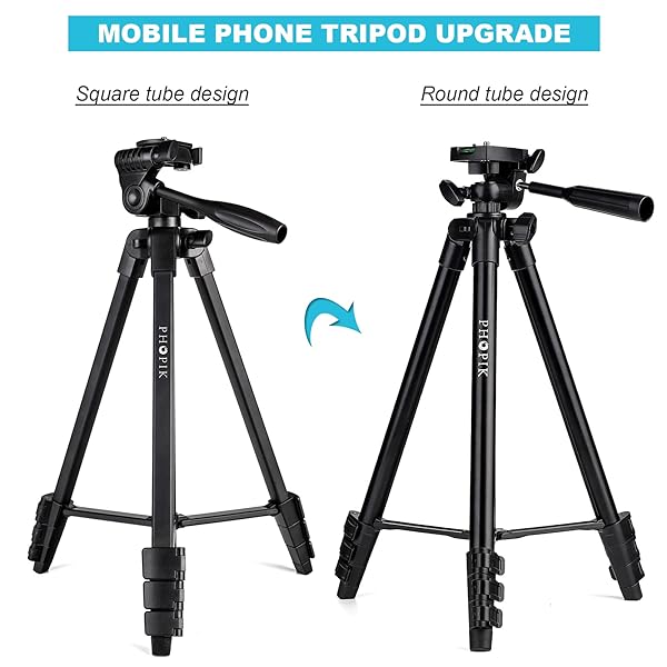 "PHOPIK 55" Aluminum Tripod for iPhone/Android - Perfect for Vlogging, Live Streaming & Selfies with Shutter & Carrying Bag" - Image 8