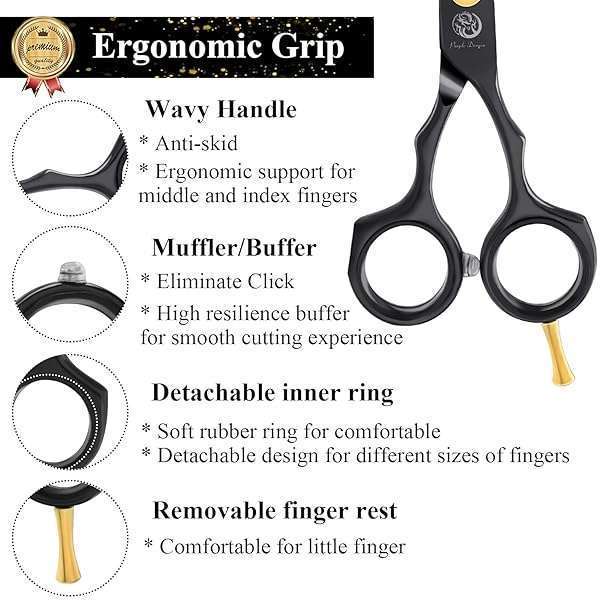 "5.5" Purple Hair Cutting Scissors Set with Razor & Leather Case - Professional Barber Shears for Home Use" - Image 6