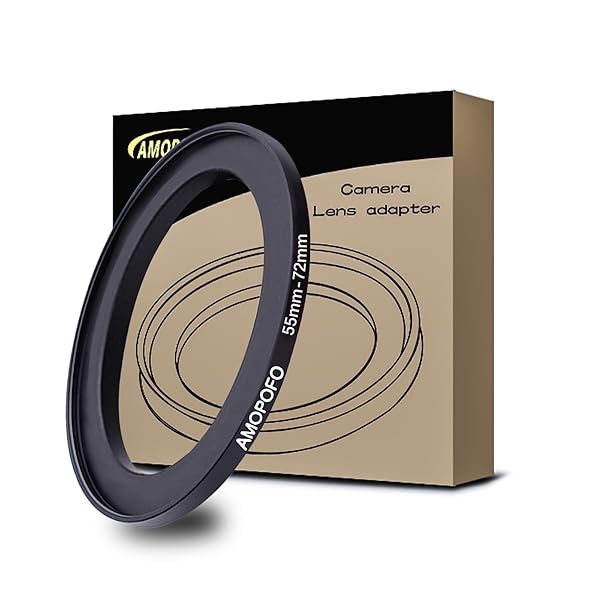 AMOPOFO 55mm to 72mm Step Up Ring Filter Adapter for UV ND CPL Aluminum Black - Image 2