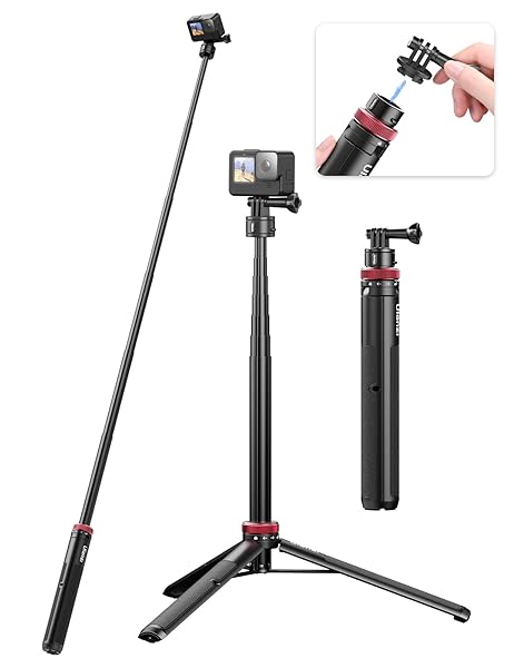 ULANZI Go Quick II: 57in Selfie Stick Tripod for Action Cameras - Magnetic Suction & Quick Release Vlog Accessory