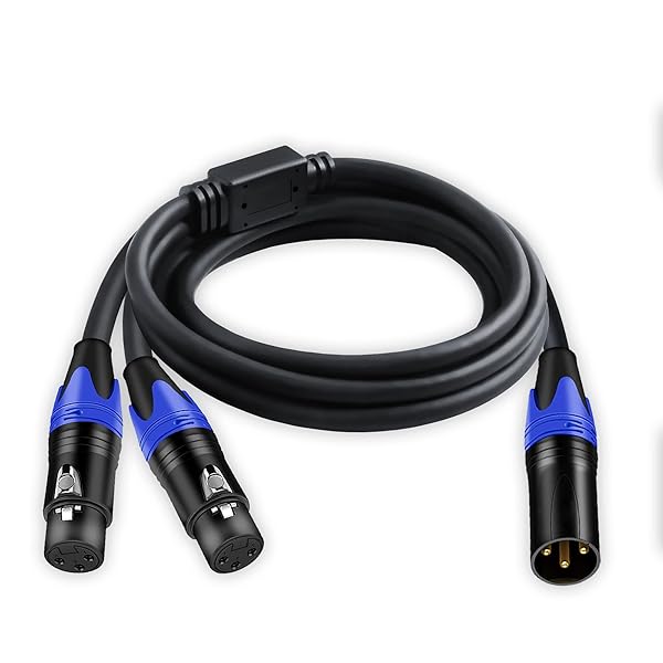 Seefeful (5FT 1 Pack) 1 Male to 2 Female XLR Y Splitter Micrphone Cable, 3pin Male to Dual Female Y-Splitter Balanced Mic Audio Cables for Stereo Mic