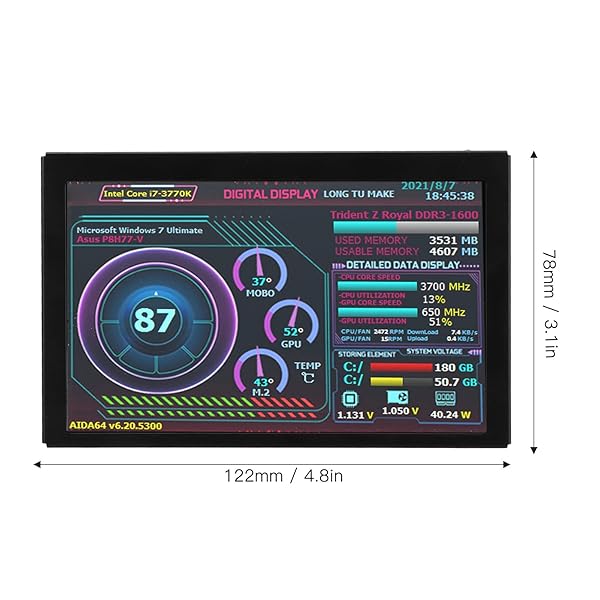 5in Computer Temp Monitor AIDA64 PC CPU RAM Data Monitor for Raspberry Pi Linux Windows PC Temperature Display IPS USB Mini Screen - Image 6