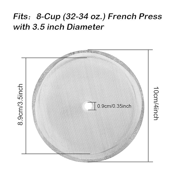 6 Packs Stainless Steel French Press Replacement Filters 4 Inch Mesh Screen for 1000 ml 34 oz 8 Cup Coffee Makers - Image 4