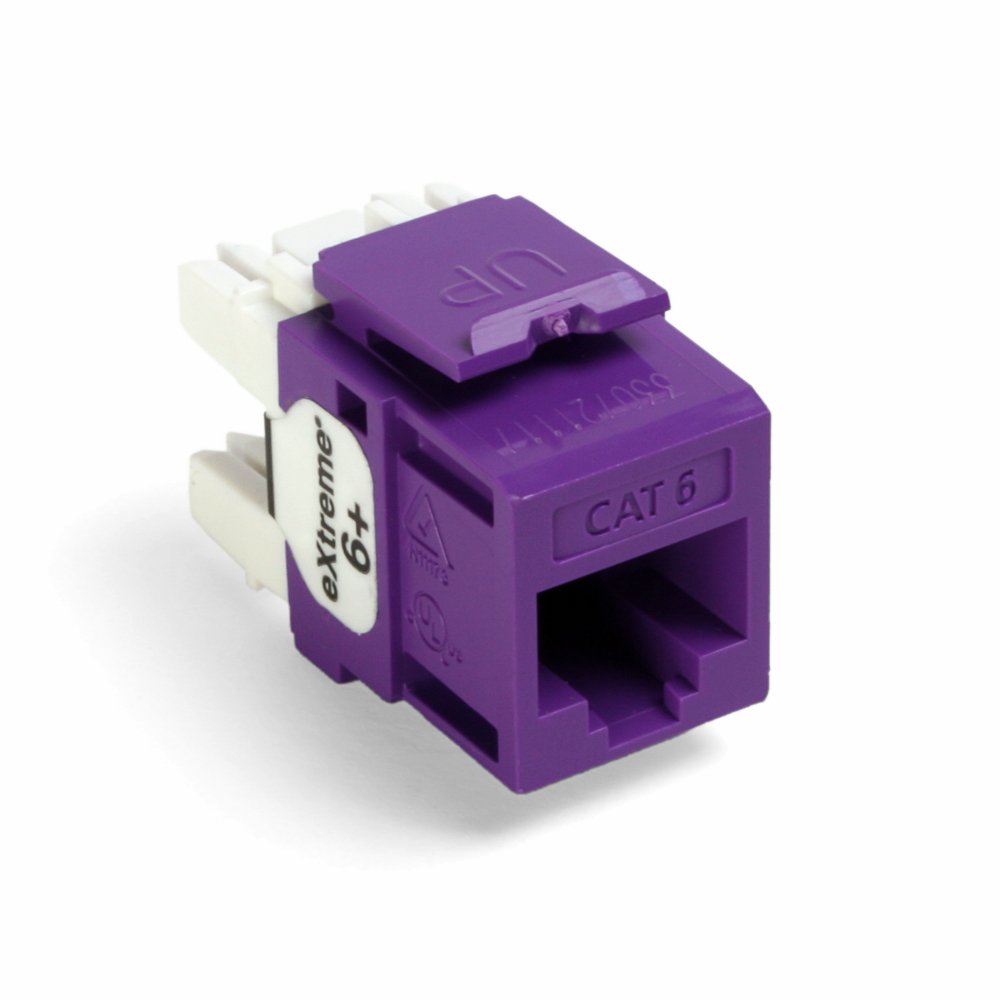 Leviton 61110-BP6 Extreme 6+ CAT 6 QuickPort Connectors - Purple, 25-Pack for High-Speed Networking