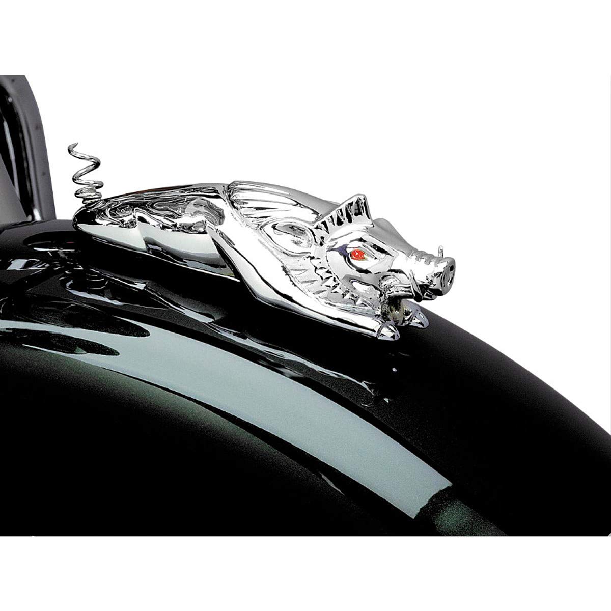 Illuminate Your Ride: Kuryakyn 9022 Wild Boar Front Fender Ornament for Motorcycles - Universal 12V Chrome Accessory