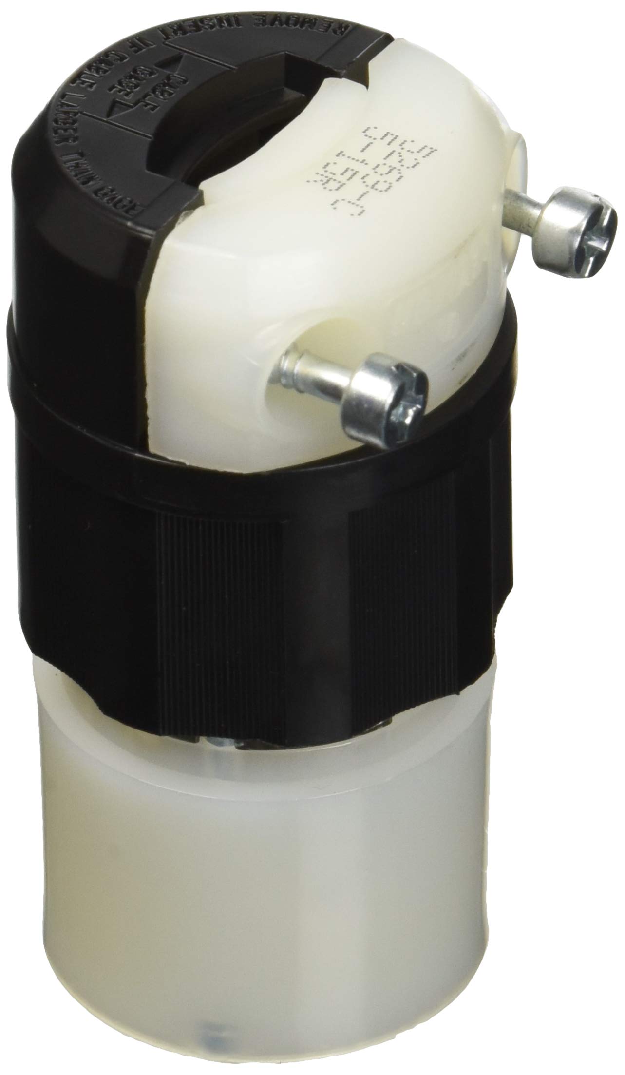 Leviton 5269-C 15 Amp Connector: Industrial Grade Straight Blade, Grounding, Black-White