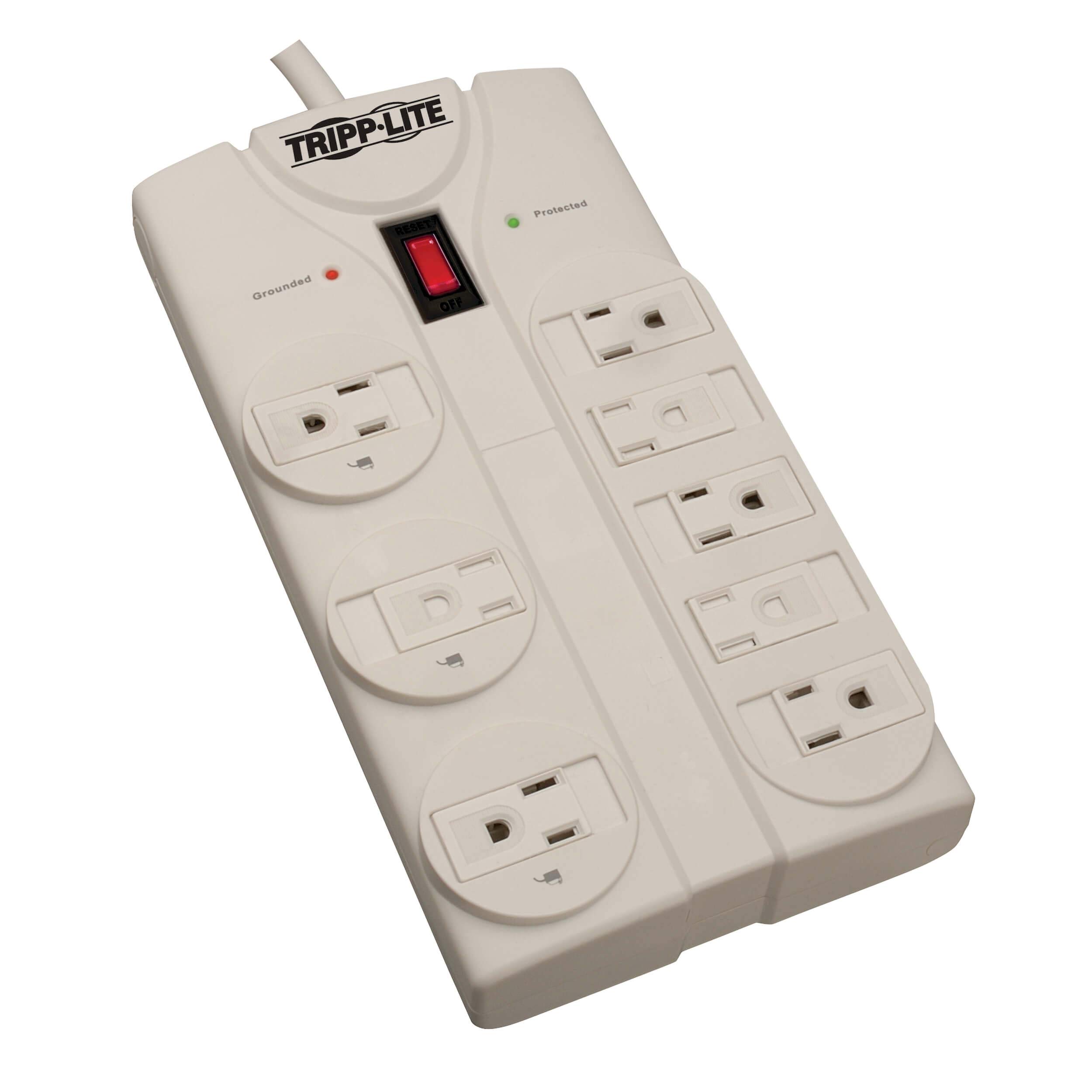 Tripp Lite 8 Outlet Surge Protector Power Strip 25ft Cord - Right-Angle Plug & $75K Insurance (TLP825) - Lifetime Warranty