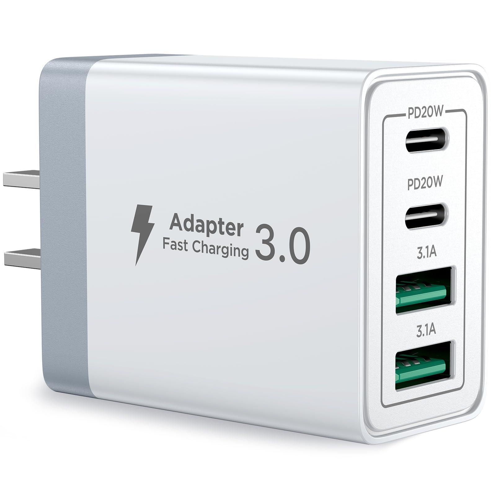 40W 4-Port USB C Charger Block - Fast Charging for iPhone, iPad, Samsung & More | Dual PD+QC 20W Wall Charger