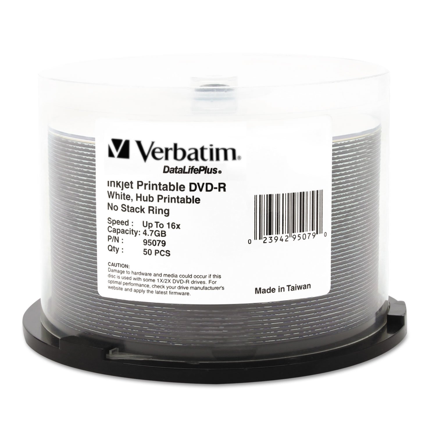 Verbatim Verbatim DVD-R 4.7GB 16X Inkjet Printable Discs - 50 Pack Spindle for High-Quality Recording