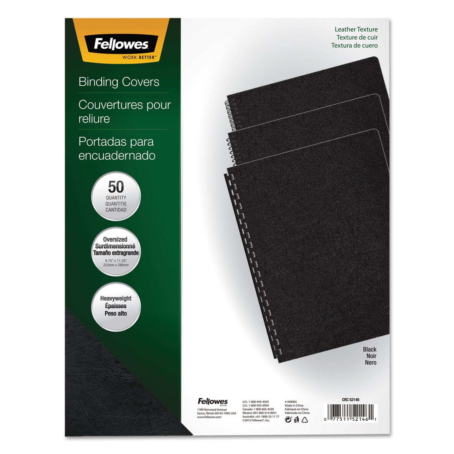 Fellowes Executive Presentation Covers - 50 Pack, 11.25x8.75 Inches, Black - Perfect for Professional Presentations