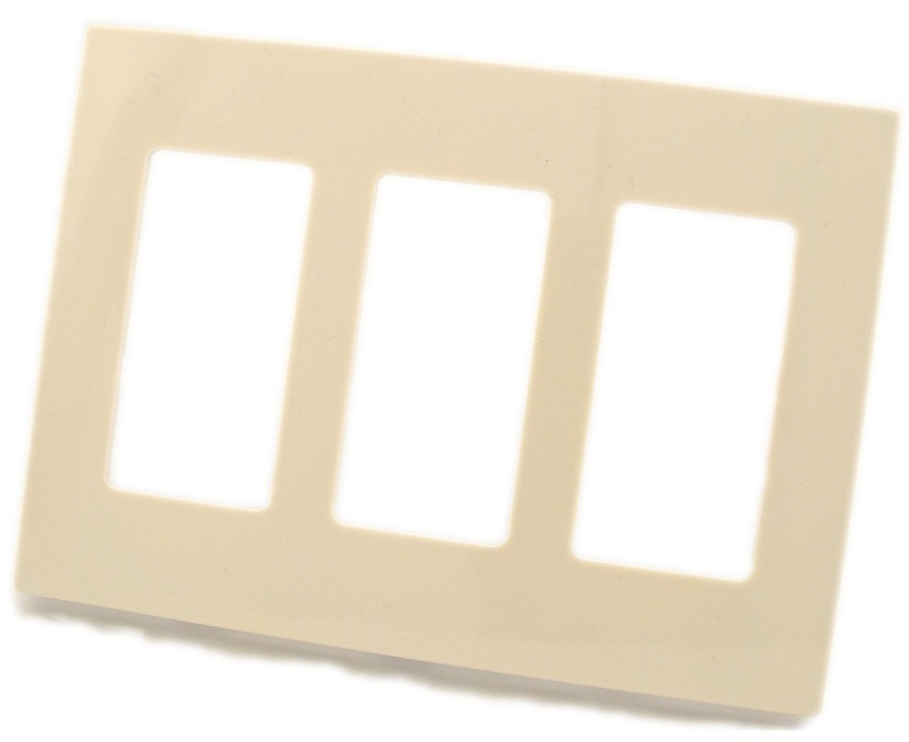 Leviton 80311-ST 3-Gang Decora Plus Screwless Wallplate in Light Almond - Stylish & Easy Installation