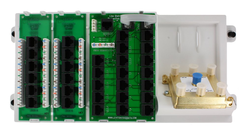 Leviton 47606-ASO Dist Panel: 1 Telco, 2x Cat5, 6-Way Split, 2GHz - Enhance Your Network Performance