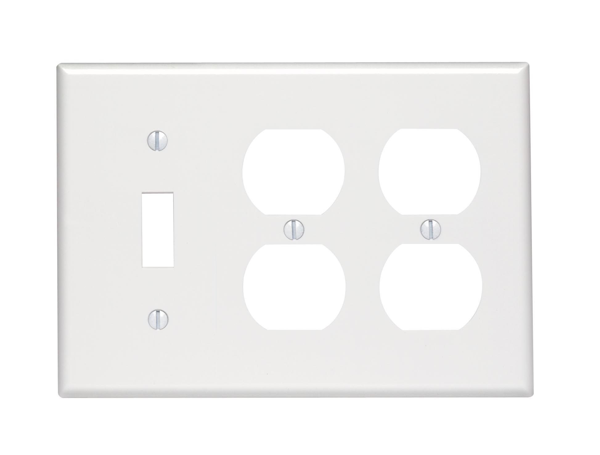 Leviton 88047 WH WP 3G 1TGL 2DUP: Standard Size Wall Plate for Easy Installation