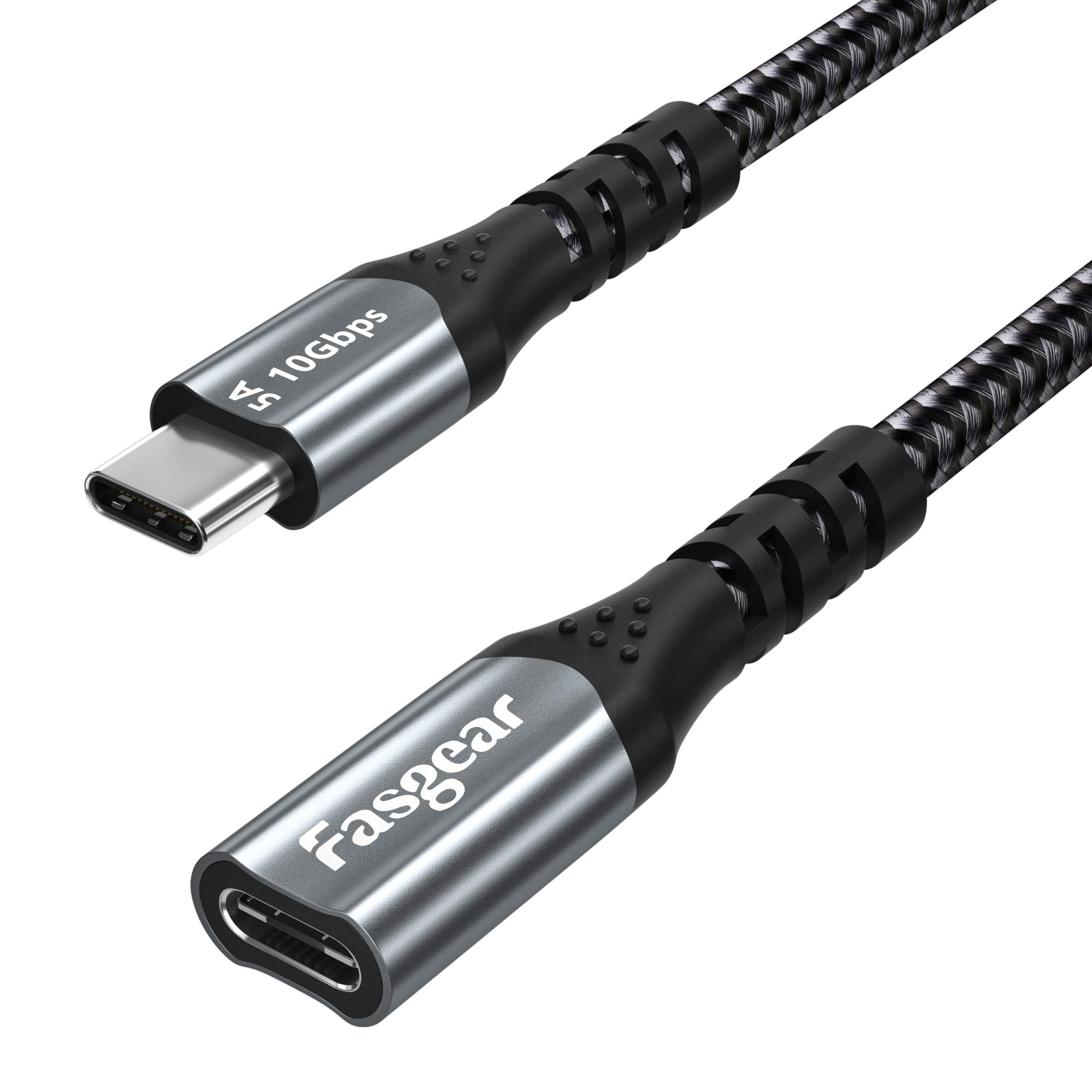 Fasgear 3ft USB C Extension Cable 10Gbps - Fast Charging & Data Sync for PSVR2, MacBook Pro, iPad Air4, PS5 - Braided Black