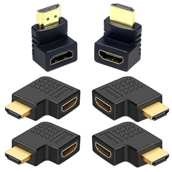 6Pack 3D and 4K HDMI Angled Adapter Combo 2 Pcs 90 and 270 Degree 4 Pcs Vertical Flat Left and Right 90 Degree Male to Female HDMI Adapter TV Connector