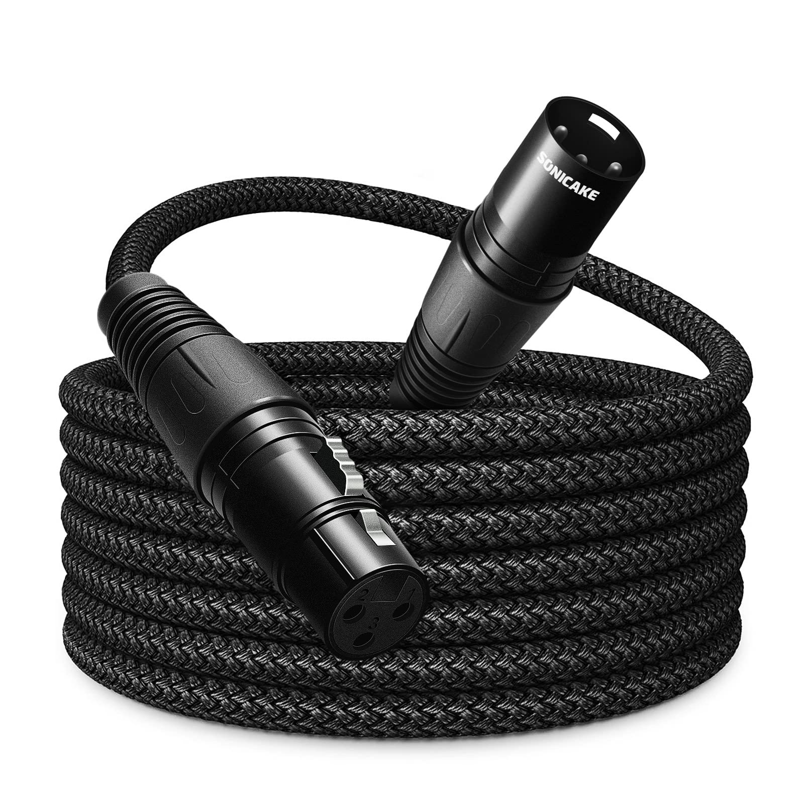 SONICAKE 10ft XLR Microphone Cable - Male to Female 3 Pin, Nylon Braided for Studio & Live Recording